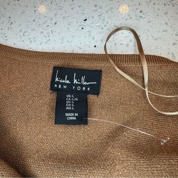 NWOT Nicole Miller Warm Brown Long Sleeve sweater Dress - Picture 3 of 6